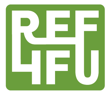 REF4F-Logo: weiße Schrift auf grünem Grund